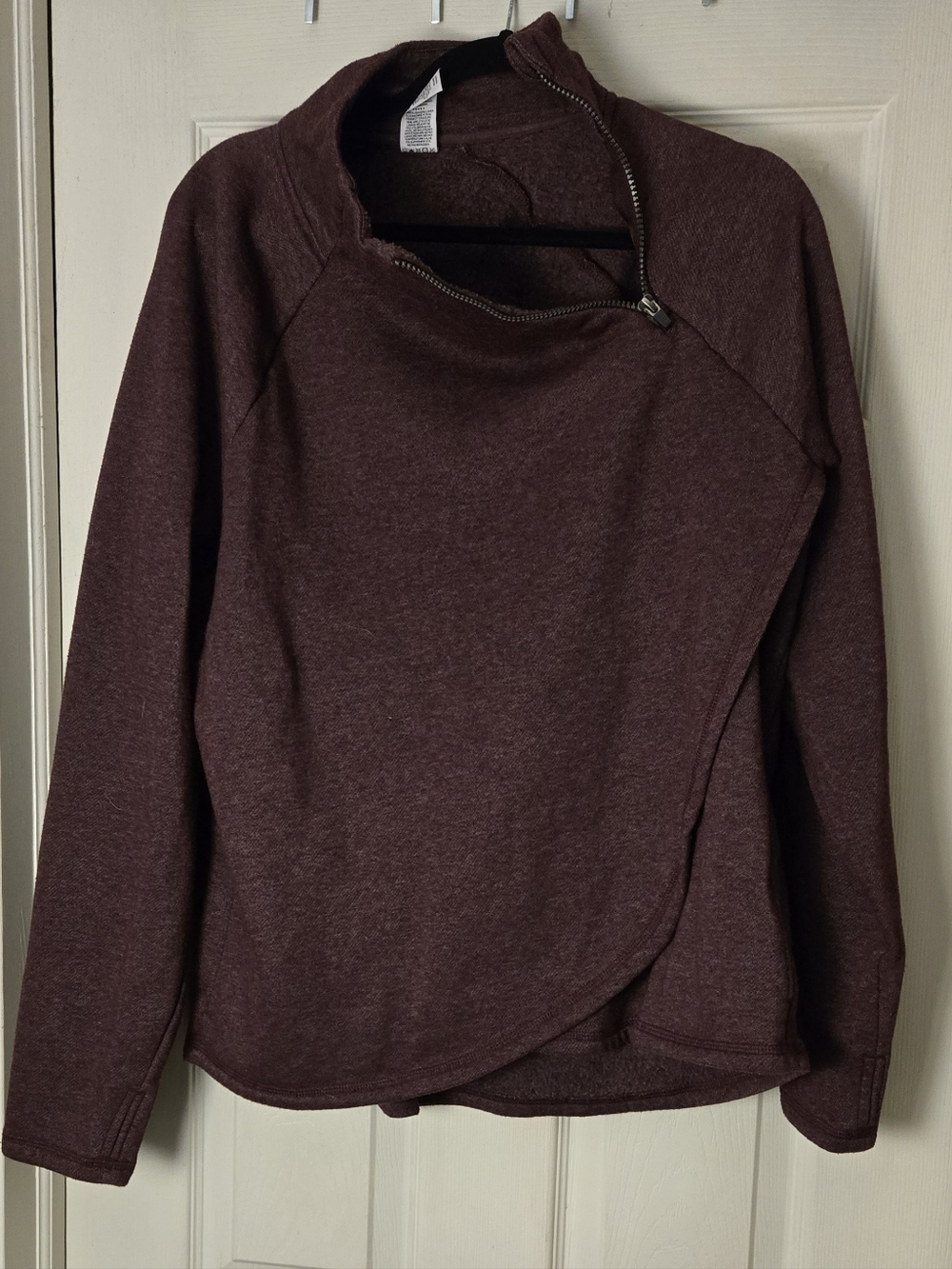 RBX Women's Asymmetrical Zip Pullover Sweater - Plum